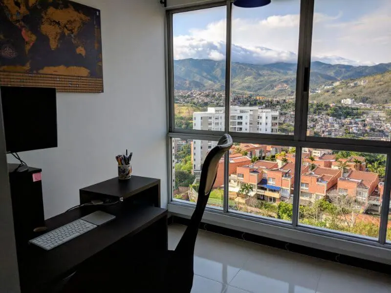 office in apartment in cali colombia with beautiful mountain view