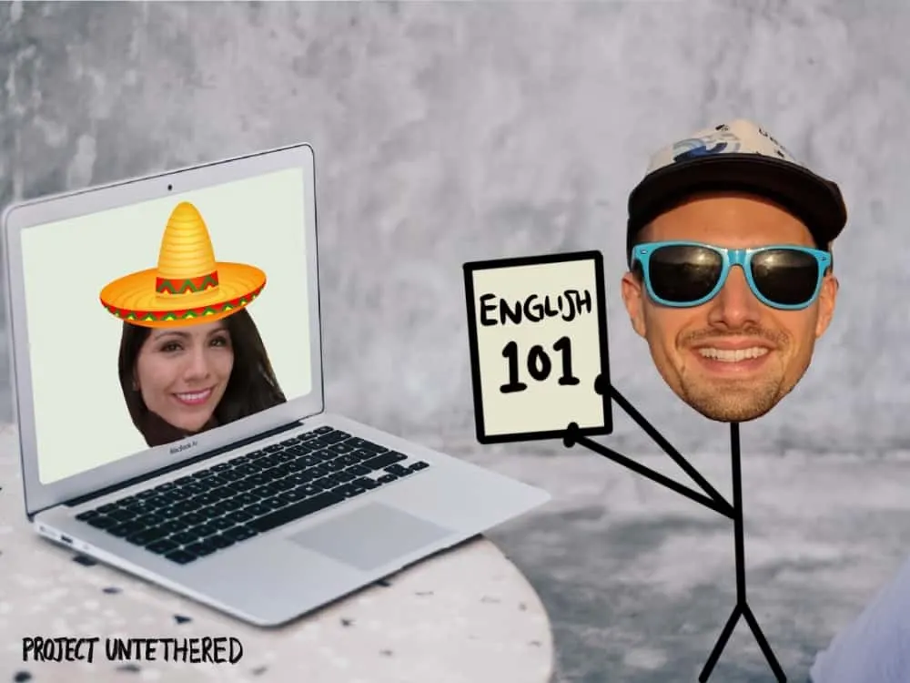 stick man showing how to teach English online to Mexican students