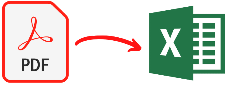 arrow pointing from pdf icon to excel icon