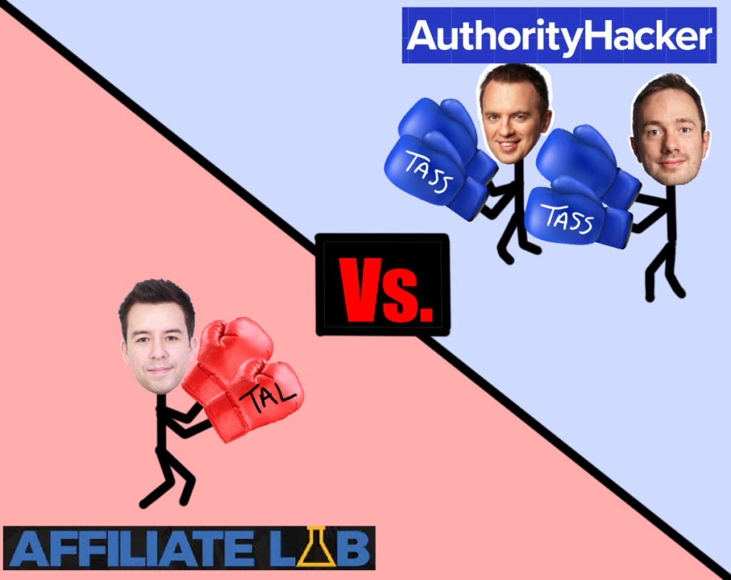 graphic that says affiliate lab vs authority hacker
